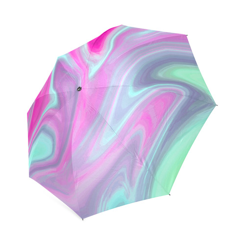 Pink Aqua Green Modern Abstract Art Foldable Umbrella (Model U01)