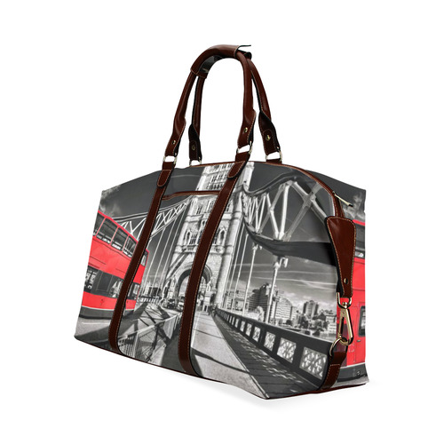 Famous Tower Bridge with red bus in London Classic Travel Bag (Model 1643) Remake