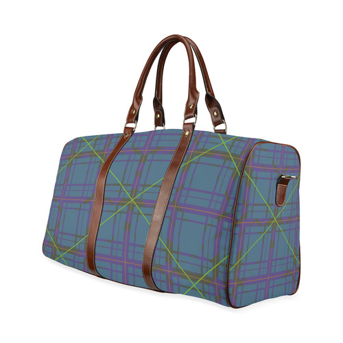 Neon Plaid Modern Design Waterproof Travel Bag/Small (Model 1639)