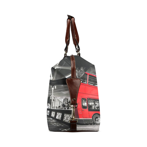 Famous Tower Bridge with red bus in London Classic Travel Bag (Model 1643) Remake