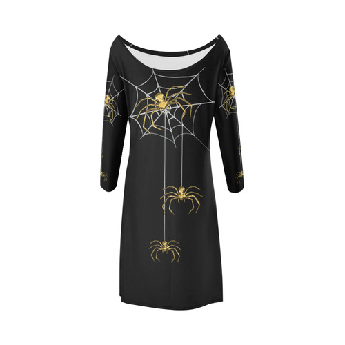 Spiders in the Cobweb Contour Gold Silver Bateau A-Line Skirt (D21)