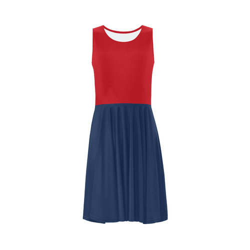 New England Patriots Team Colors Sleeveless Ice Skater Dress (D19)