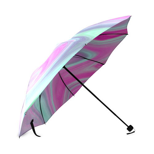 Pink Aqua Green Modern Abstract Art Foldable Umbrella (Model U01)