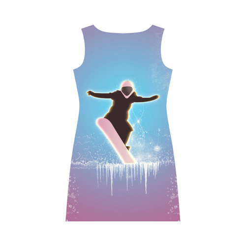 Snowboarding, snowflakes and ice Round Collar Dress (D22)