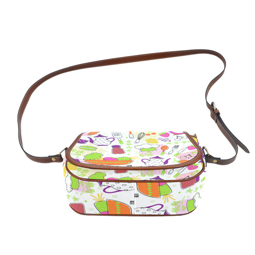Cute Modern Kitchen Food Flower Pattern Saddle Bag/Small (Model 1649) Full Customization