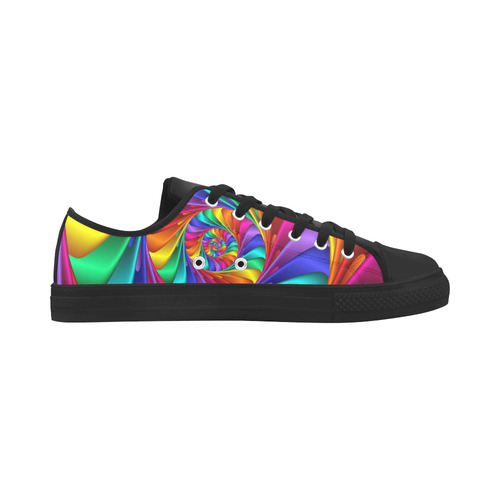 Psychedelic Rainbow Spiral Fractal Aquila Microfiber Leather Women's Shoes/Large Size (Model 031)