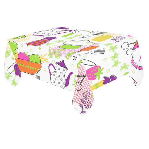 Cute Modern Kitchen Food Flower Pattern Cotton Linen Tablecloth 60"x 84"