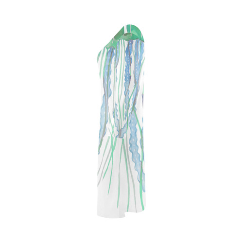 Watercolore JELLY FISH Blue Lilac Green Bateau A-Line Skirt (D21)