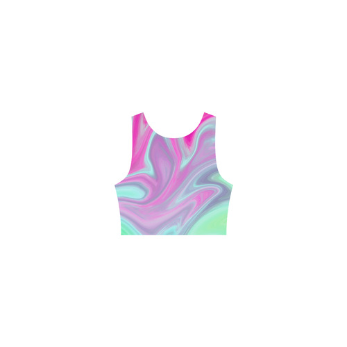 Pink Aqua Green Modern Abstract Art Atalanta Casual Sundress(Model D04)