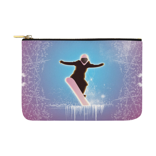 Snowboarding, snowflakes and ice Carry-All Pouch 12.5''x8.5''