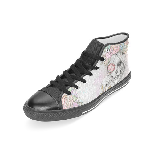 Boho Queen, skull girl, watercolor woman Women's Classic High Top Canvas Shoes (Model 017)