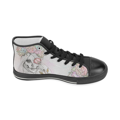 Boho Queen, skull girl, watercolor woman Women's Classic High Top Canvas Shoes (Model 017)