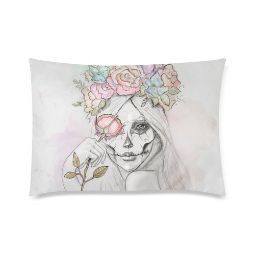 Boho Queen, skull girl, watercolor woman Custom Zippered Pillow Case 20"x30" (one side)