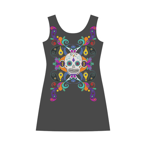 Día De Los Muertos Skull Ornaments Bateau A-Line Skirt (D21)