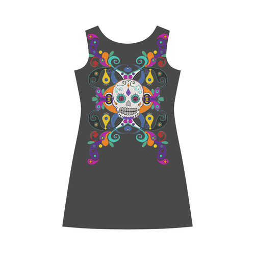 Día De Los Muertos Skull Ornaments Bateau A-Line Skirt (D21)