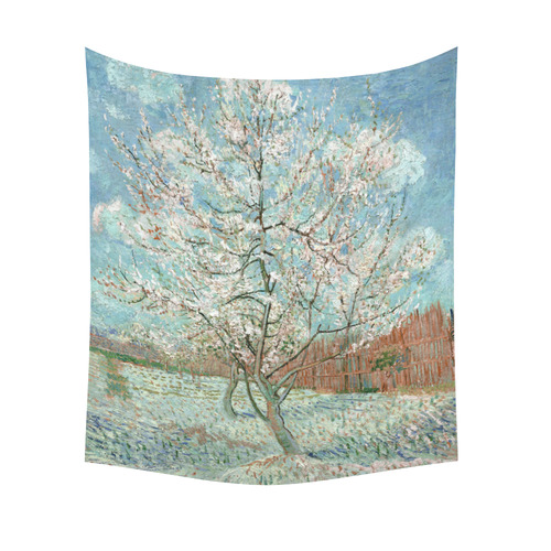 Van Gogh Pink Peach Tree Cotton Linen Wall Tapestry 51"x 60"