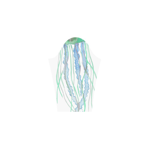 Watercolore JELLY FISH Blue Lilac Green Bateau A-Line Skirt (D21)