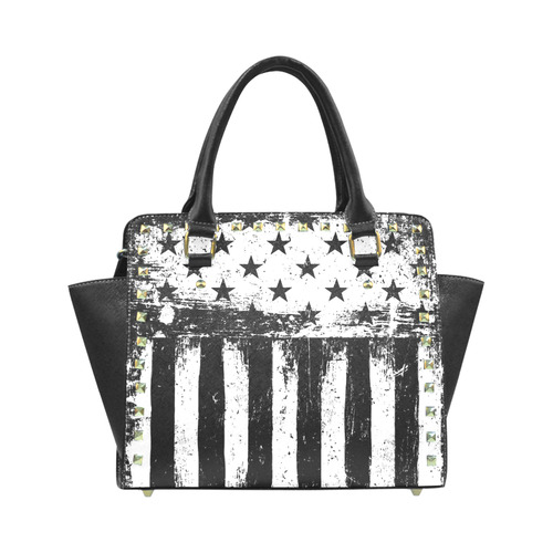 Grunge american flag stars and stripes Rivet Shoulder Handbag (Model 1645)