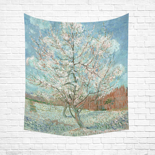 Van Gogh Pink Peach Tree Cotton Linen Wall Tapestry 51"x 60"