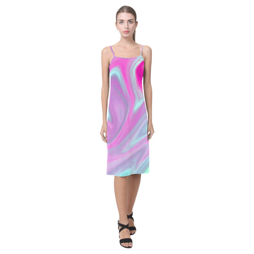 Pink Aqua Green Modern Abstract Art Alcestis Slip Dress (Model D05)