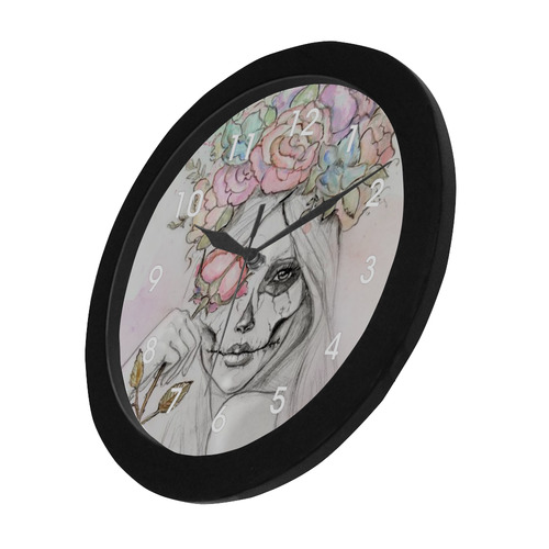 Boho Queen, skull girl, watercolor woman Circular Plastic Wall clock