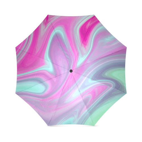 Pink Aqua Green Modern Abstract Art Foldable Umbrella (Model U01)