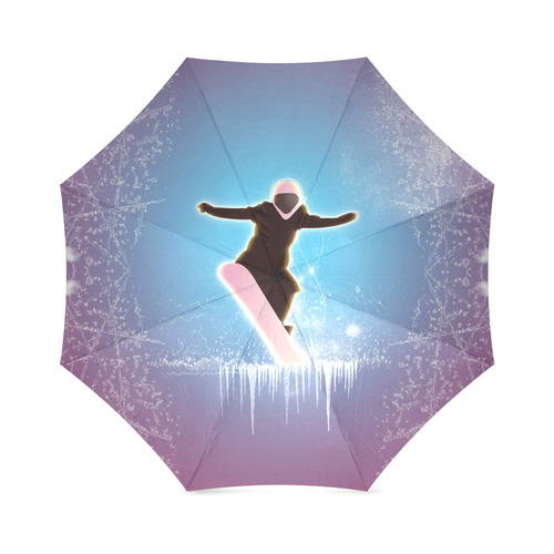 Snowboarding, snowflakes and ice Foldable Umbrella (Model U01)