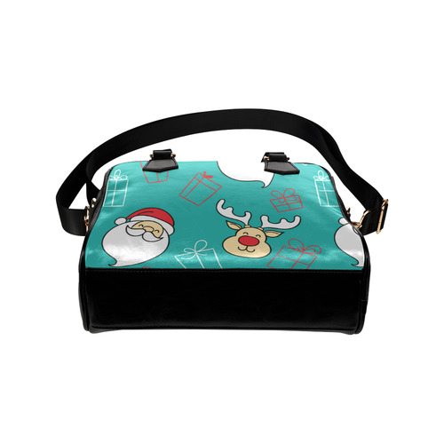 Christmas Cute Cartoon Santa Reindeer Shoulder Handbag (Model 1634)