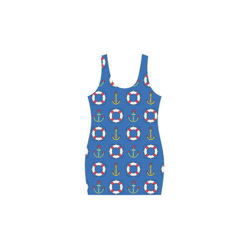 Nautical Pattern With Anchors Medea Vest Dress (Model D06)