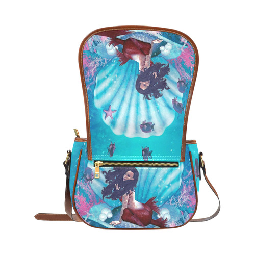 mermaid in a shell Saddle Bag/Small (Model 1649) Full Customization