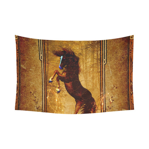 Awesome horse, vintage background Cotton Linen Wall Tapestry 90"x 60"