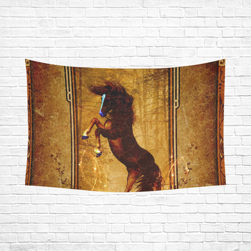 Awesome horse, vintage background Cotton Linen Wall Tapestry 90"x 60"