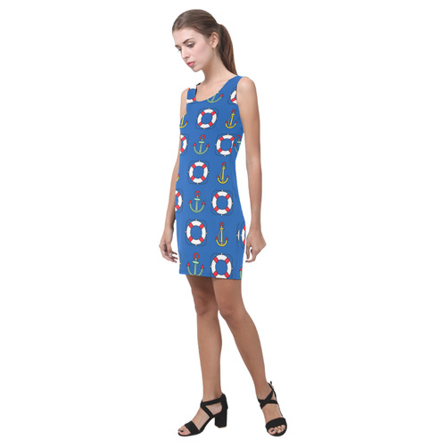 Nautical Pattern With Anchors Medea Vest Dress (Model D06)