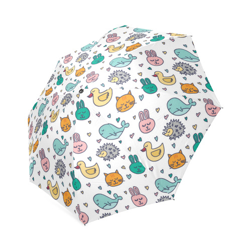 Cute Animals Pattern Cat Whale Rabbit Foldable Umbrella (Model U01)