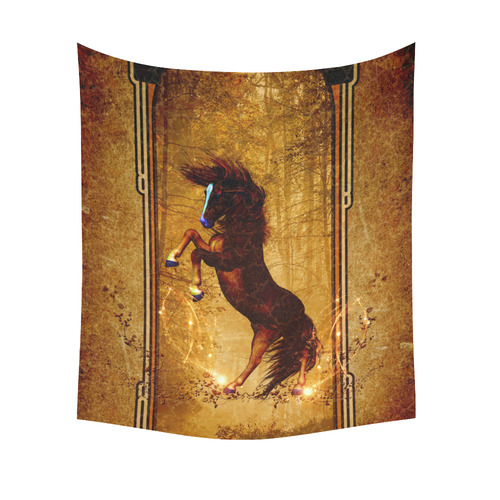 Awesome horse, vintage background Cotton Linen Wall Tapestry 51"x 60"
