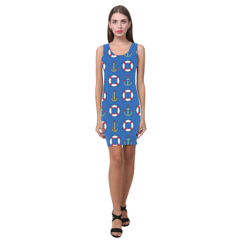 Nautical Pattern With Anchors Medea Vest Dress (Model D06)