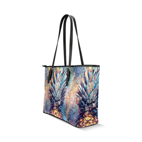 Pineapple Shine Fashion Minimalism style Leather Tote Bag/Large (Model 1640)