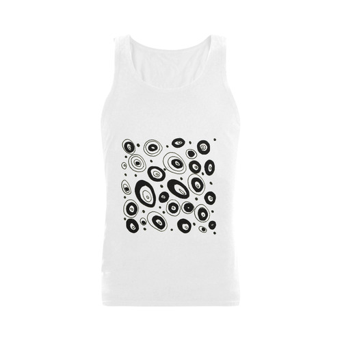 Men black and white T-Shirt edition : with circles Plus-size Men's Shoulder-Free Tank Top (Model T33)