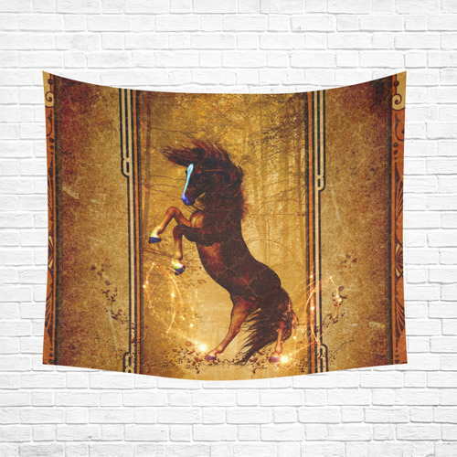Awesome horse, vintage background Cotton Linen Wall Tapestry 60"x 51"