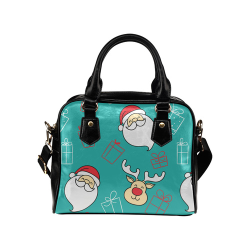 Christmas Cute Cartoon Santa Reindeer Shoulder Handbag (Model 1634)