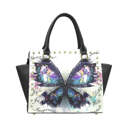 Fashion conceptual background with vector realistic butterfly Rivet Shoulder Handbag (Model 1645)