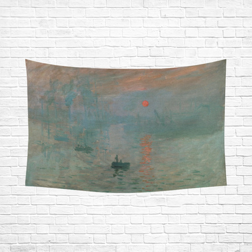 Claude Monet Impression Sunrise Soleil Levant Cotton Linen Wall Tapestry 90"x 60"