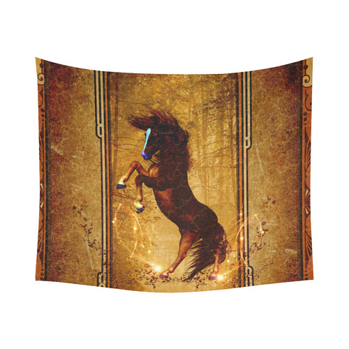 Awesome horse, vintage background Cotton Linen Wall Tapestry 60"x 51"