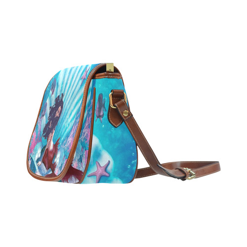 mermaid in a shell Saddle Bag/Small (Model 1649) Full Customization