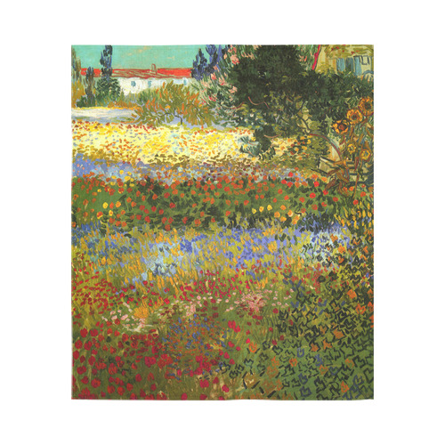 Van Gogh Flowering Garden Floral Art Cotton Linen Wall Tapestry 51"x 60"