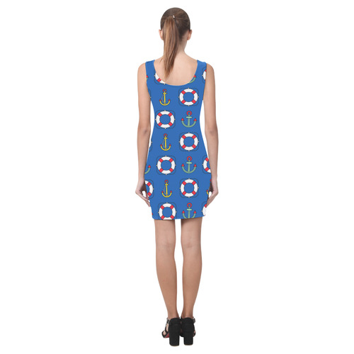 Nautical Pattern With Anchors Medea Vest Dress (Model D06)