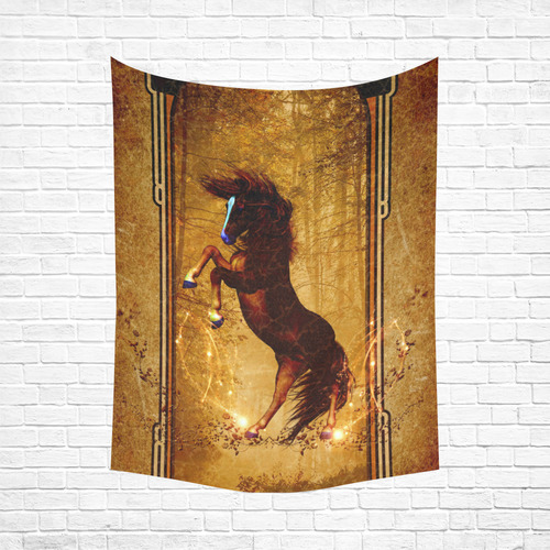 Awesome horse, vintage background Cotton Linen Wall Tapestry 60"x 80"