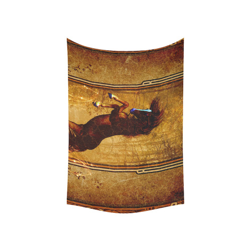 Awesome horse, vintage background Cotton Linen Wall Tapestry 60"x 40"