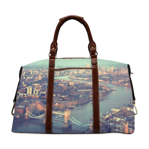 London Aerial View with Tower Bridge in Sunset Time Classic Travel Bag (Model 1643) Remake