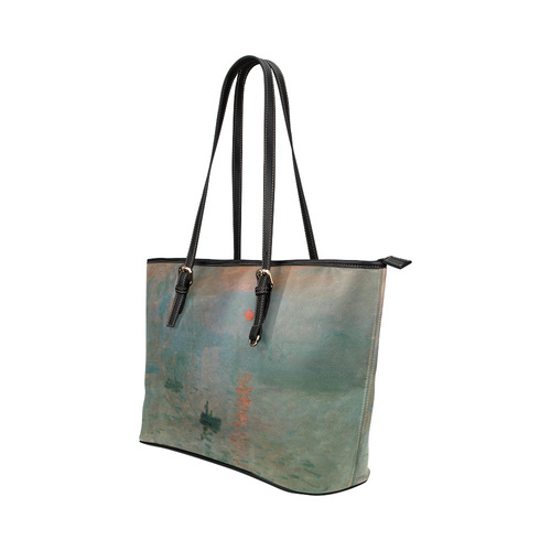 Claude Monet Impression Sunrise Soleil Levant Leather Tote Bag/Small (Model 1651)
